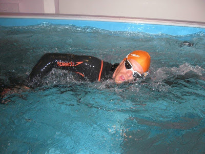 Marathon swimmer Sean Conway trains in the Endless Pools swimming machine for his UK open water swim